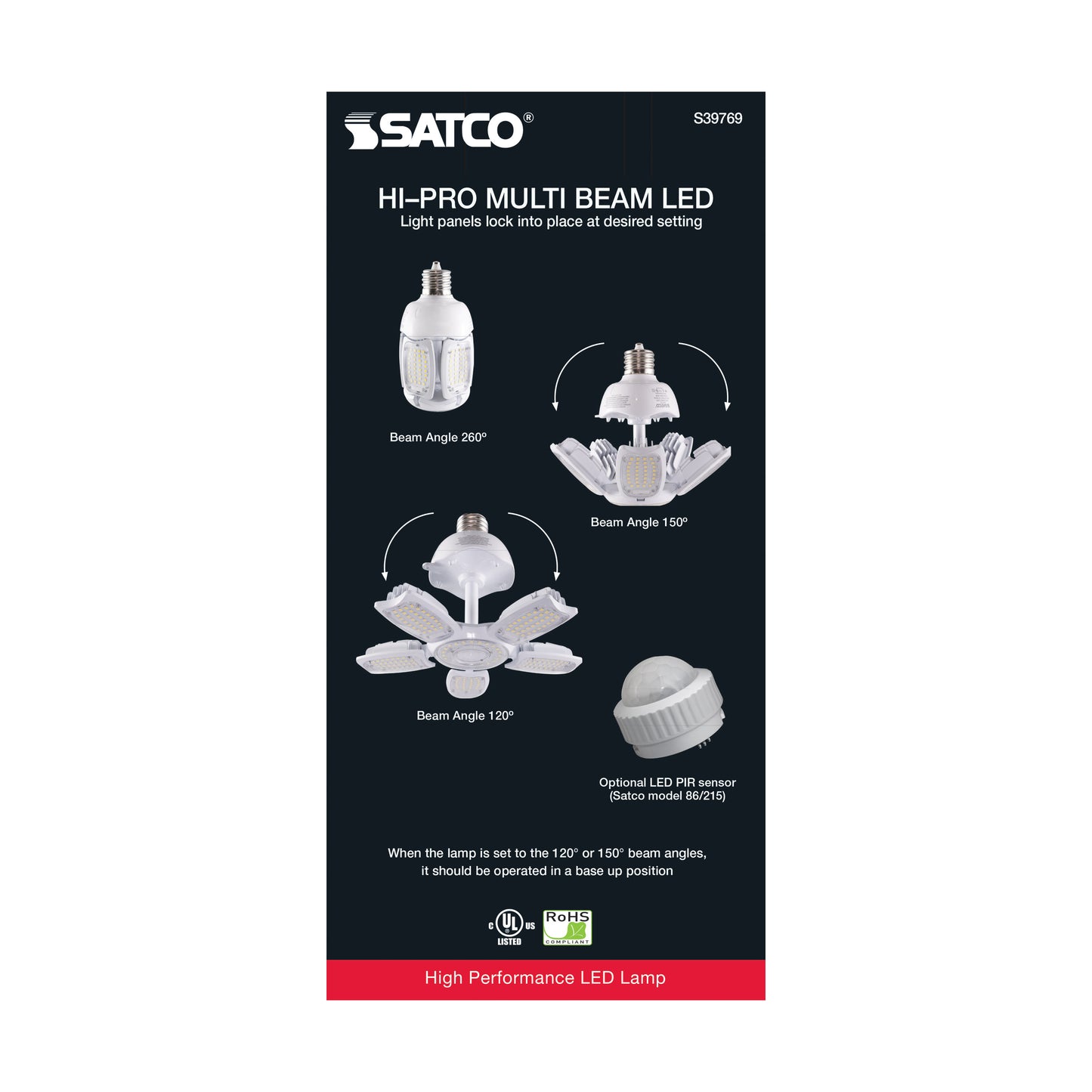 image of 75 Watt LED HID Replacement - 5000K - Mogul Extended base - Adjustable Beam Angle - Type B Ballast Bypass -100-277 Volt