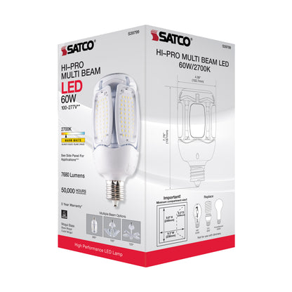 image of 60 Watt LED HID Replacement - 2700K - Mogul extended base - Adjustable Beam Angle - Type B Ballast Bypass -100-277 Volt