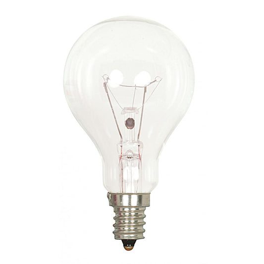 40 Watt A15 Incandescent - Clear - Appliance Lamp - 1000 Average rated hours - 420 Lumens - Candelabra base - 130 Volt