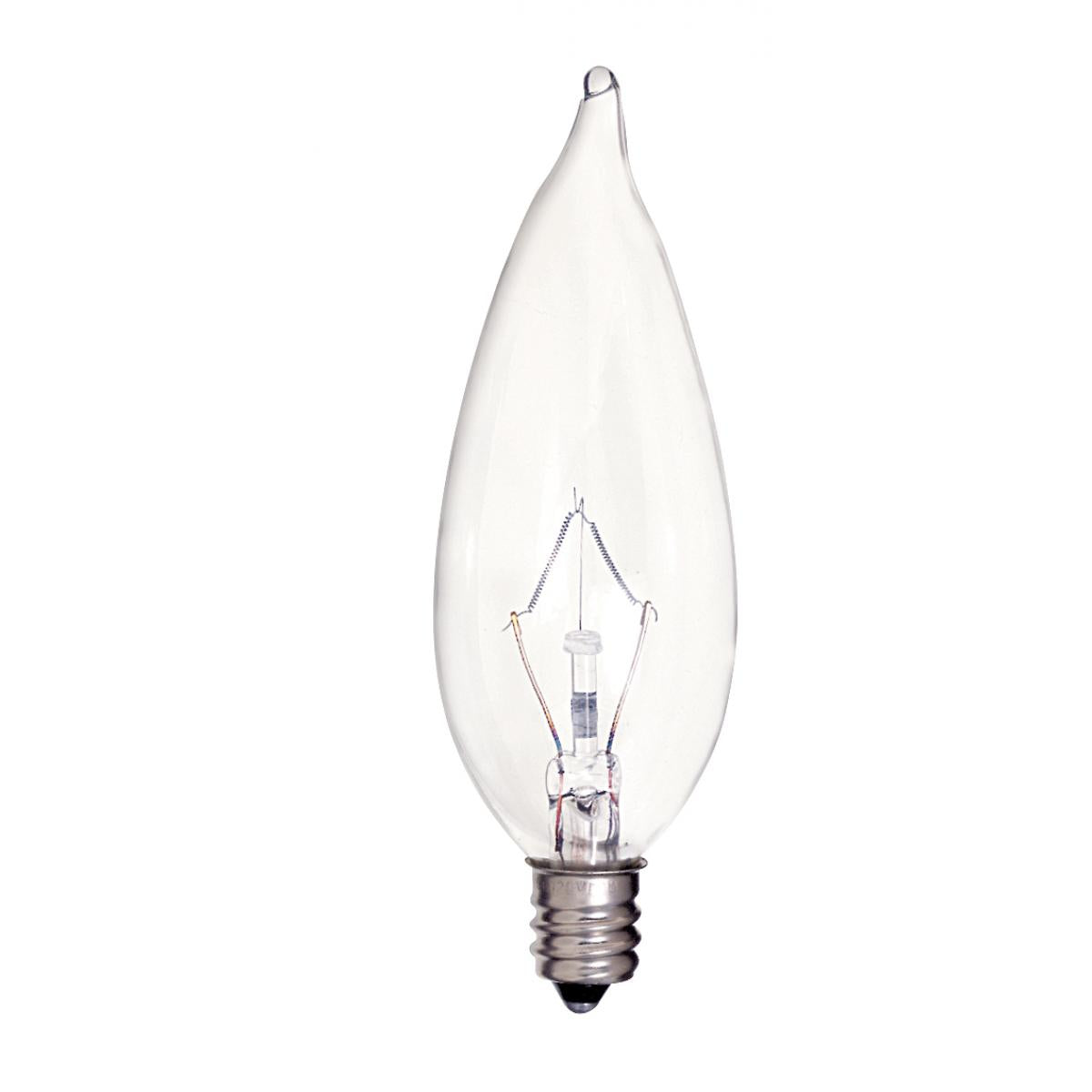image of 25 Watt CA9 1/2 Incandescent - Clear - 2500 Average rated hours - 212 Lumens - Candelabra base - 120 Volt
