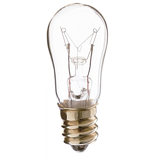 image of 6 Watt S6 Incandescent - Clear - 2500 Average rated hours - 30 Lumens - Candelabra base - 130 Volt - 2-Card