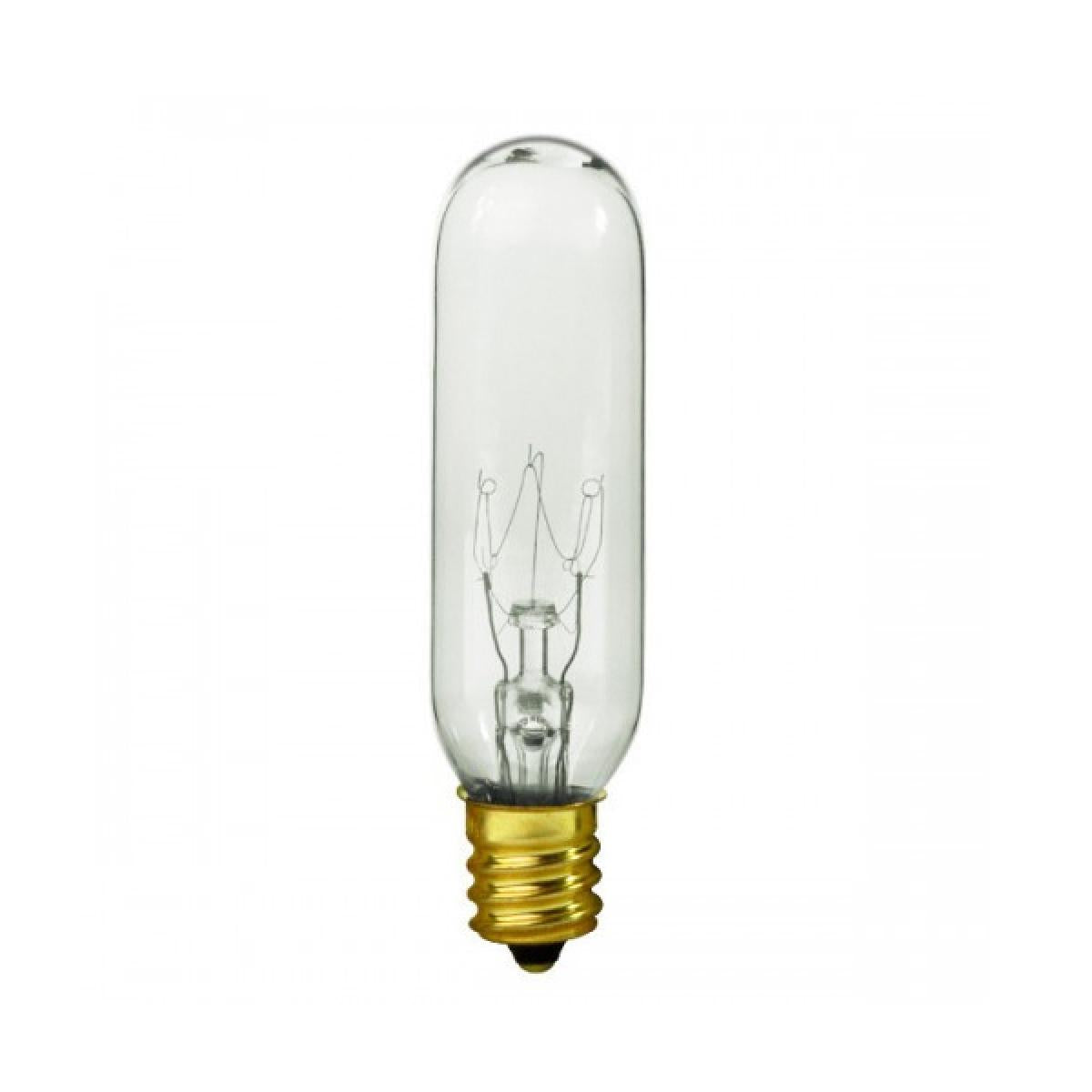 15 Watt T6 Incandescent - Clear - 2000 Average rated hours - 90 Lumens - Candelabra base - 145 Volt - Carded