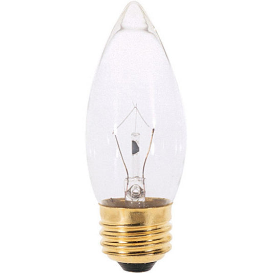 image of 40 Watt B10 Incandescent - Clear - 2000 Average rated hours - 300 Lumens - Medium base - 120 Volt - 2-Card