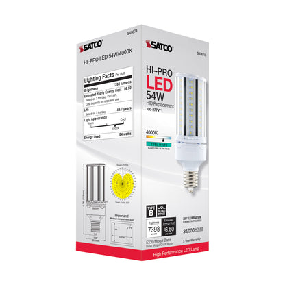 image of 54 Watt LED HID Replacement - 4000K - Extended Mogul base - Type B Ballast Bypass - Economy Hi-Pro