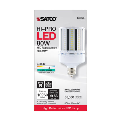 image of 80 Watt LED HID Replacement - 4000K - Extended Mogul base - Type B Ballast Bypass - Economy Hi-Pro