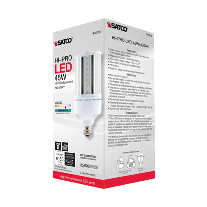 image of 45 Watt LED HID Replacement - 80 CRI - 4000K - Type B - Ballast Bypass - Medium base - Economy Hi-Pro