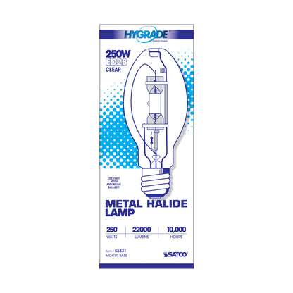 image of 250 Watt - Metal Halide HID - Mogul base - ED28 - Clear - 65 CRI - 4000K