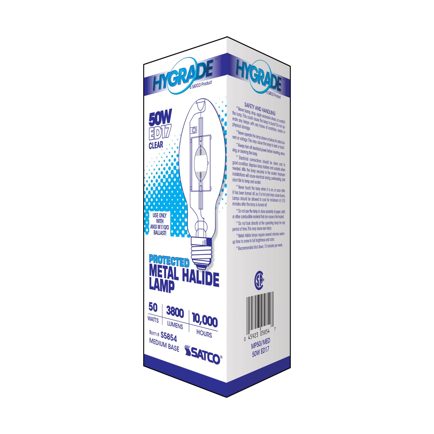 image of 50 Watt - Metal Halide HID - Medium base - ED17 - Clear - 65 CRI - 4000K