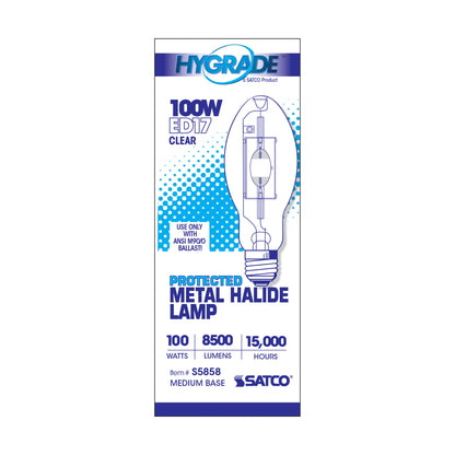 image of 100 Watt - Metal Halide HID - Medium base - ED17 - Clear - 65 CRI - 4000K