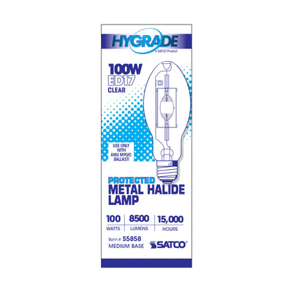 image of 100 Watt - Metal Halide HID - Medium base - ED17 - Clear - 65 CRI - 4000K