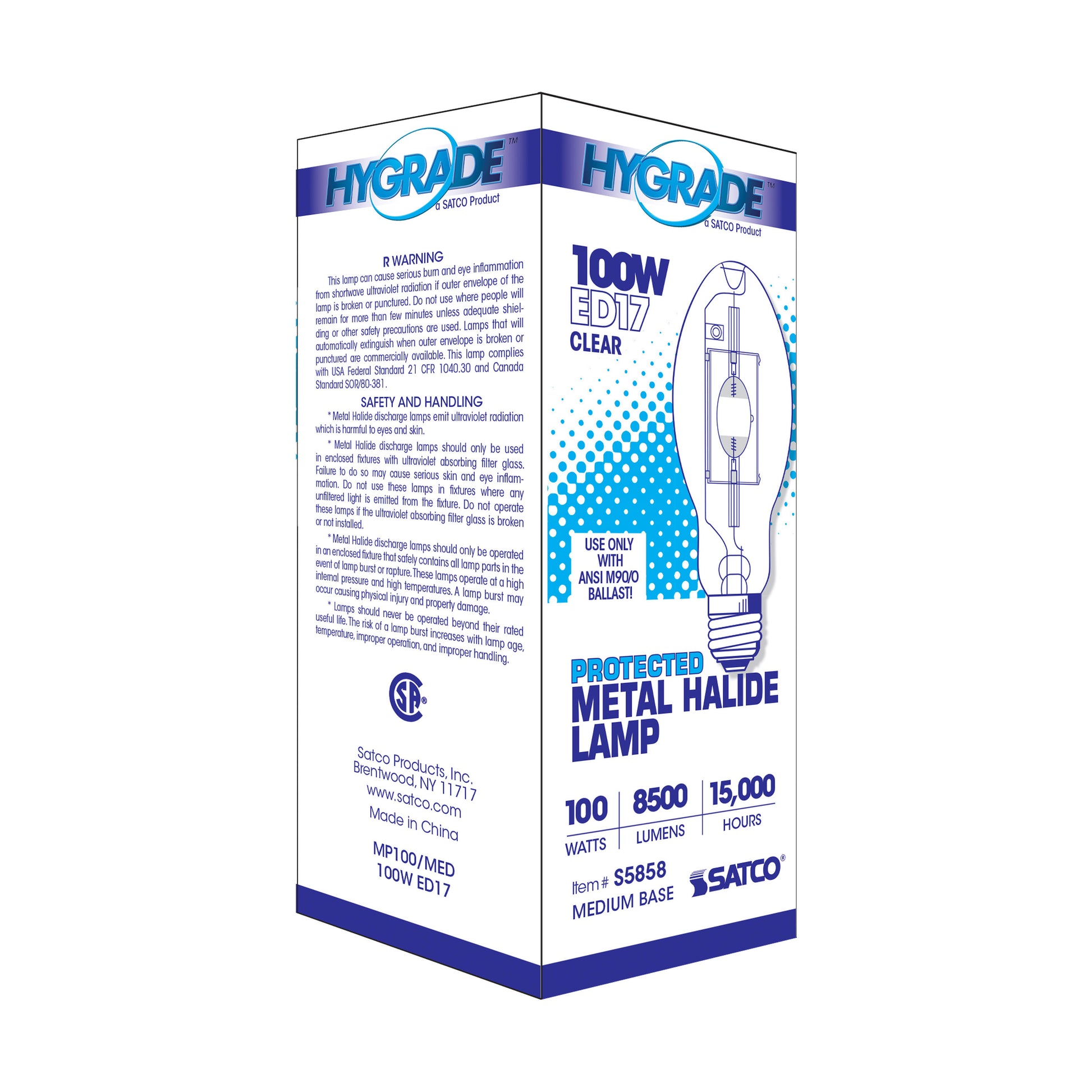 image of 100 Watt - Metal Halide HID - Medium base - ED17 - Clear - 65 CRI - 4000K