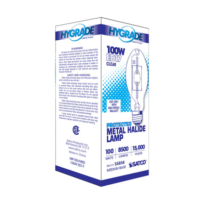 image of 100 Watt - Metal Halide HID - Medium base - ED17 - Clear - 65 CRI - 4000K