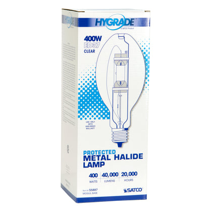 image of 400 Watt - Metal Halide HID - MP400 - Mogul base - ED37 - Clear - 65 CRI - 4200K
