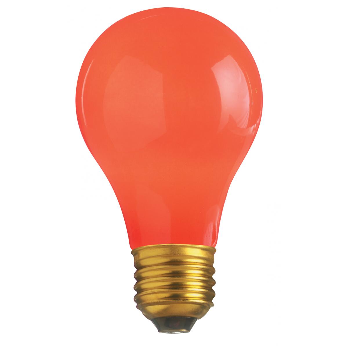 25 Watt A19 Incandescent - Ceramic Red - 1000 Average rated hours - 15 Lumens - Medium base - 130 Volt