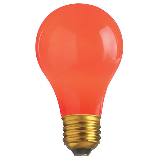 25 Watt A19 Incandescent - Ceramic Red - 1000 Average rated hours - 15 Lumens - Medium base - 130 Volt