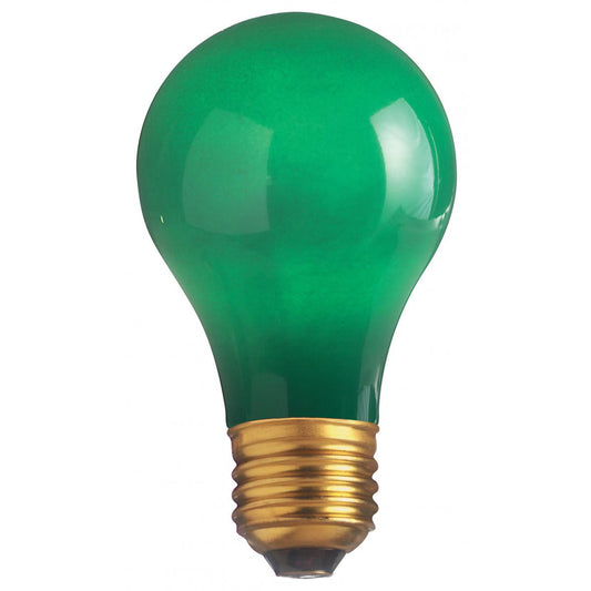 25 Watt A19 Incandescent - Ceramic Green - 1000 Average rated hours - 10 Lumens - Medium base - 130 Volt