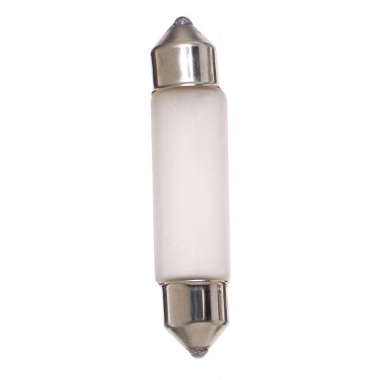 5 Watt miniature - T3 1/4 - Frost - 20000 Average rated hours - 50 Lumens - Festoon base - 12 Volt