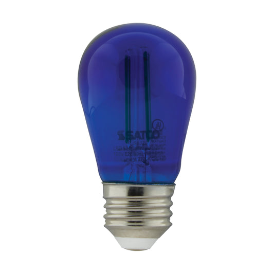 image of 1 Watt - S14 LED Filament - Blue Transparent Glass Bulb - E26 Base - 120 Volt - Non-Dimmable - Pack of 4
