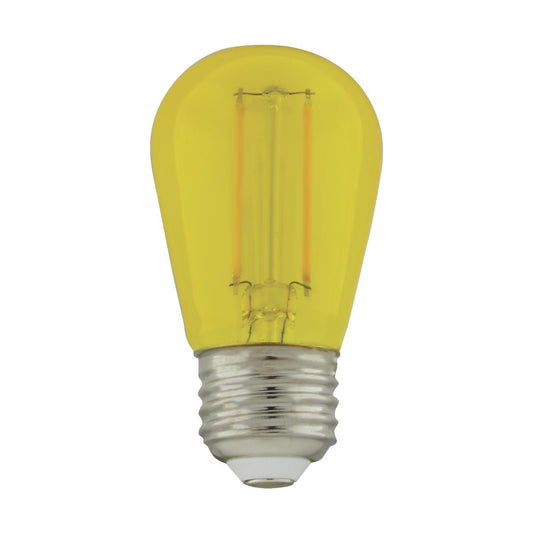 1 Watt - S14 LED Filament - Yellow Transparent Glass Bulb - E26 Base - 120 Volt - Non-Dimmable - Pack of 4