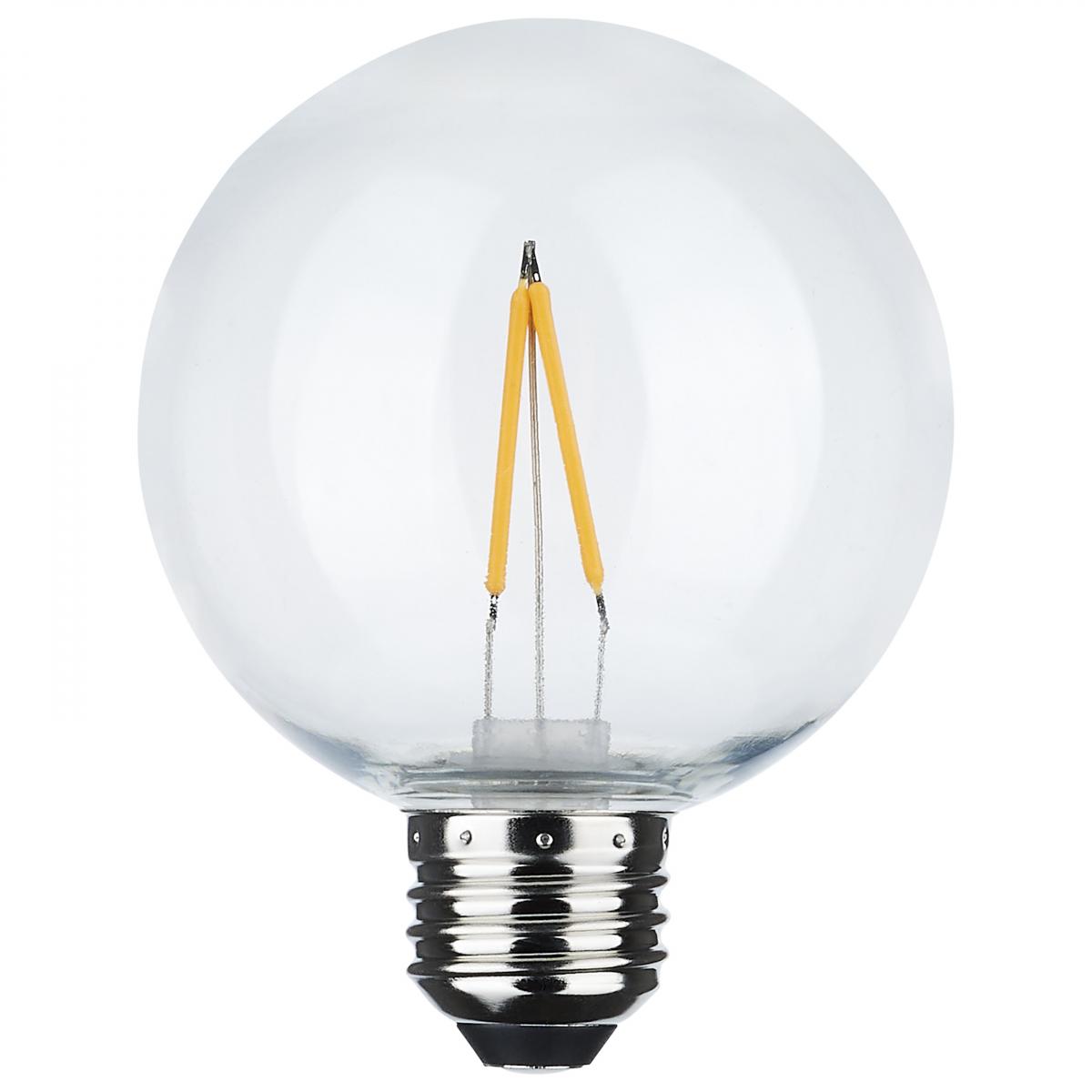 Replacement LED String Light Lamp - 2 Watts - G25 - 2200K - Clear - 120 Volt - Medium Base - 2-Pack