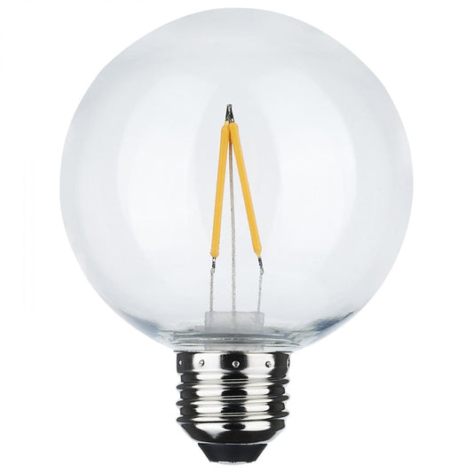 Replacement LED String Light Lamp - 2 Watts - G25 - 2200K - Clear - 120 Volt - Medium Base - 2-Pack