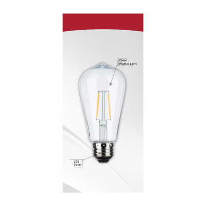 image of Replacement LED String Light Lamp - 2 Watts - ST19 - 2200K - Clear - 120 Volt - Medium Base - 2-Pack