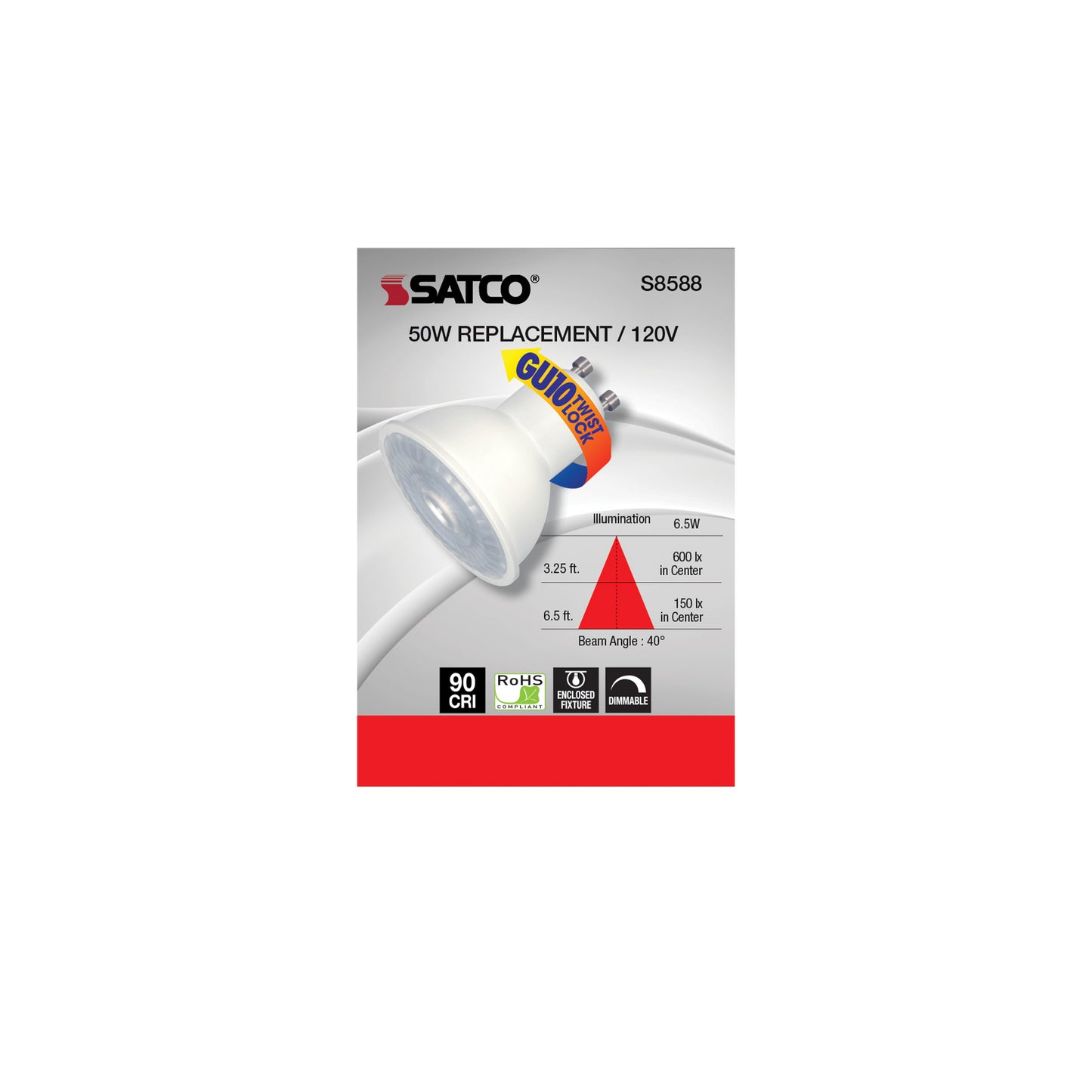 image of 6.5 Watt - LED MR16 - 2700K - 40 deg. Beam Angle - GU10 base - 120 Volt