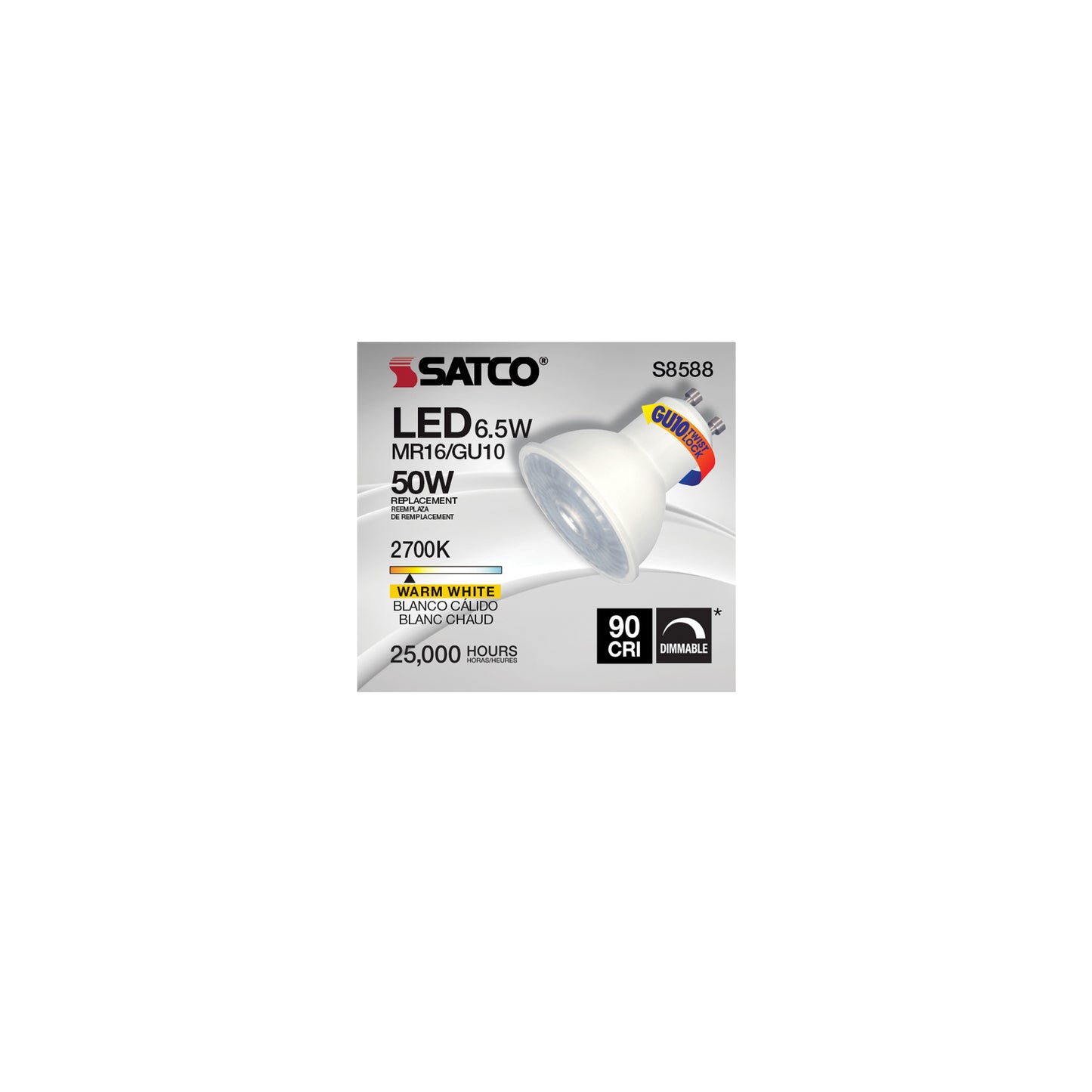 image of 6.5 Watt - LED MR16 - 2700K - 40 deg. Beam Angle - GU10 base - 120 Volt