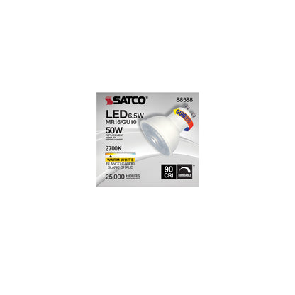 image of 6.5 Watt - LED MR16 - 2700K - 40 deg. Beam Angle - GU10 base - 120 Volt