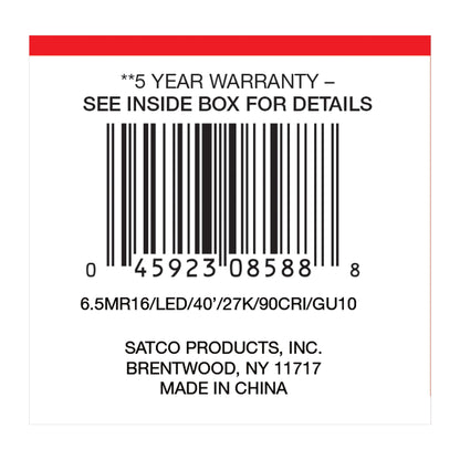 image of 6.5 Watt - LED MR16 - 2700K - 40 deg. Beam Angle - GU10 base - 120 Volt