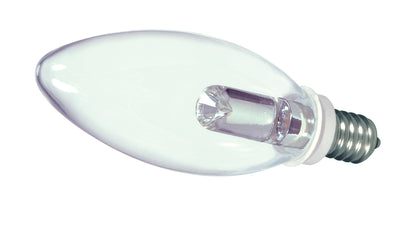 image of 1 Watt LED - BA9 1/2 - Clear - 2700K - Candelabra base - 120 Volt - Carded
