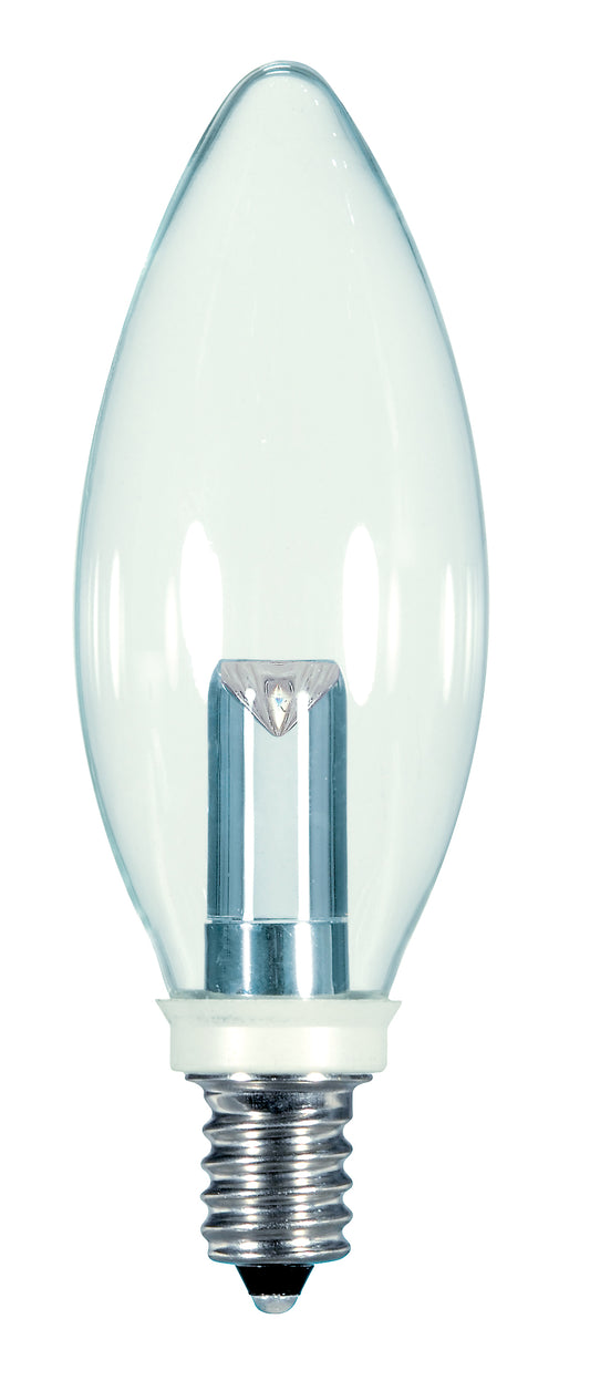 image of 1 Watt LED - BA9 1/2 - Clear - 2700K - Candelabra base - 120 Volt - Carded