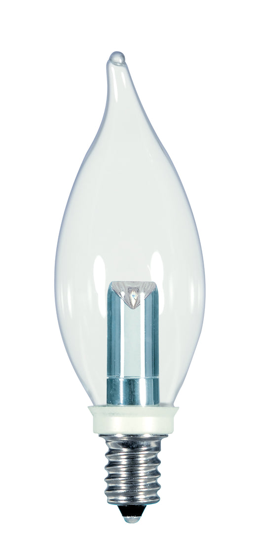 image of 1 Watt LED - CA8 - Clear - 2700K - Candelabra base - 120 Volt - Carded