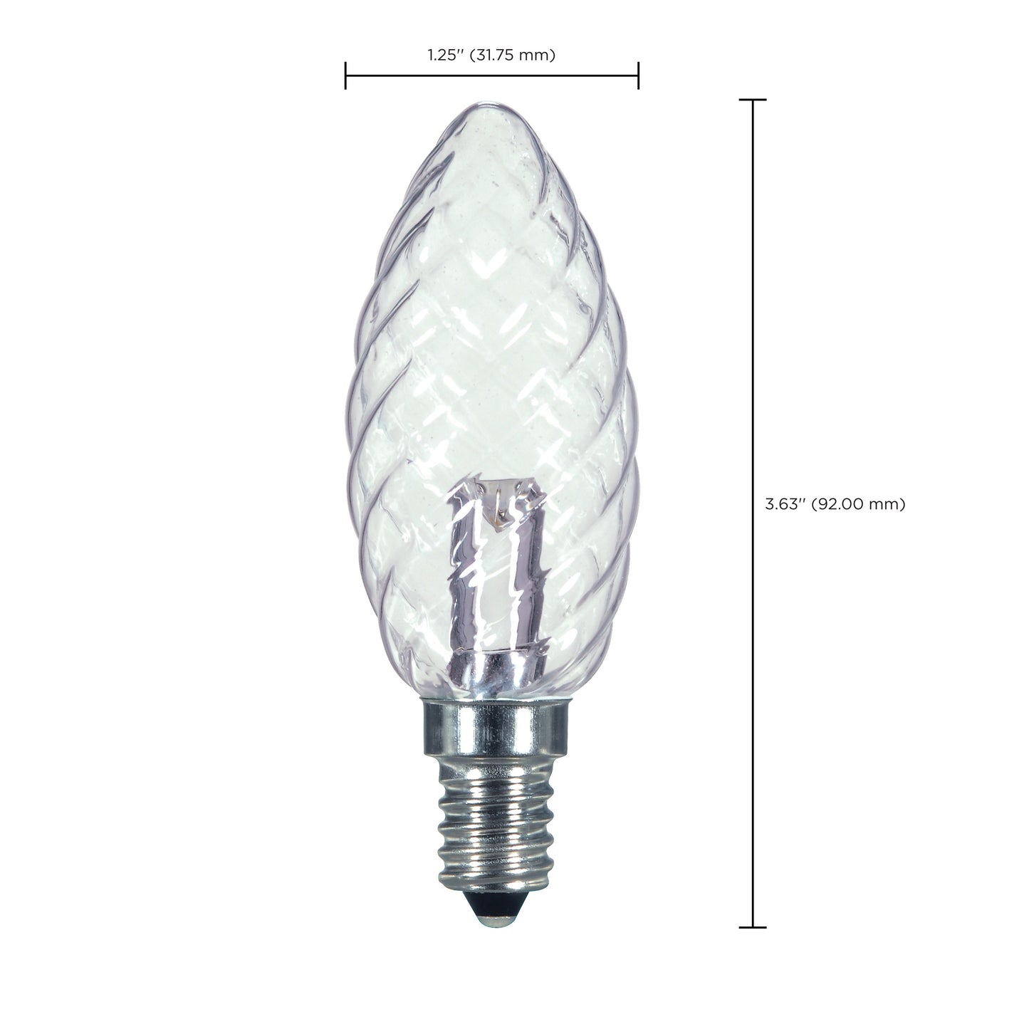image of 1 Watt LED - BA9 1/2 - Clear - 2700K - Candelabra base - 120 Volt - Carded