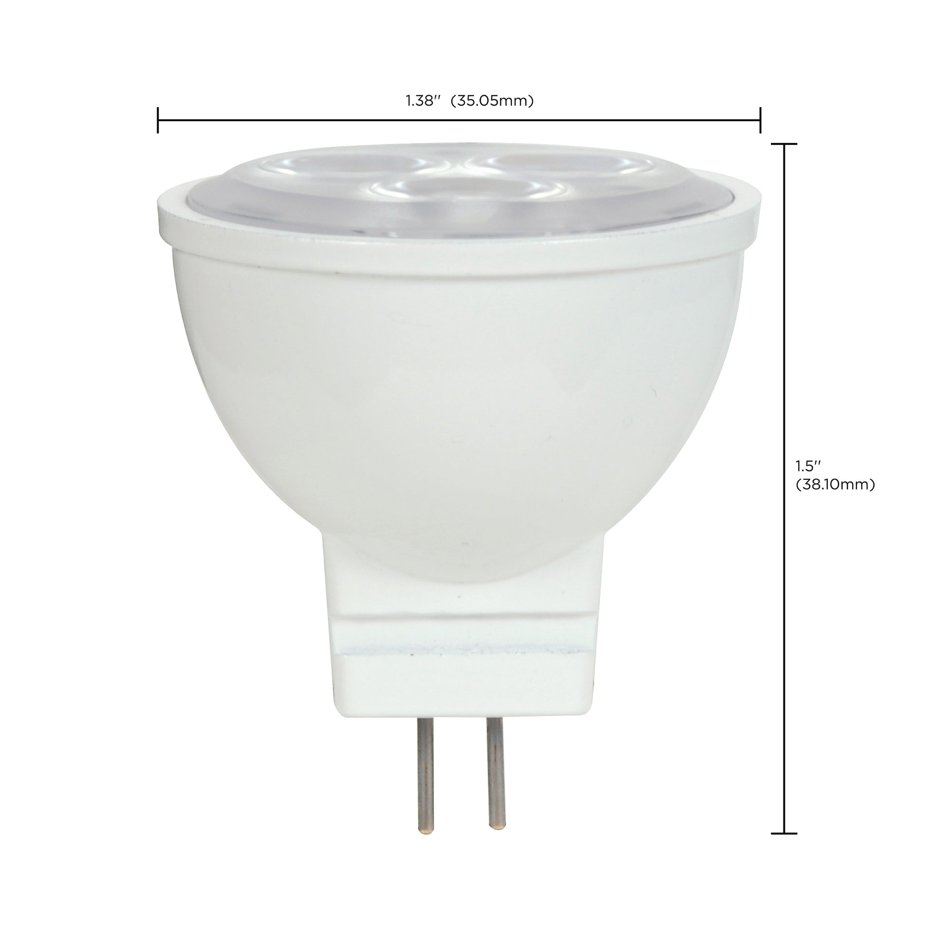 image of 3W - LED - MR11 - 3000K - 25 deg. beam spread - 25000 Average rated hours - 210 Lumens - GU4 base - 12 Volt AC/DC