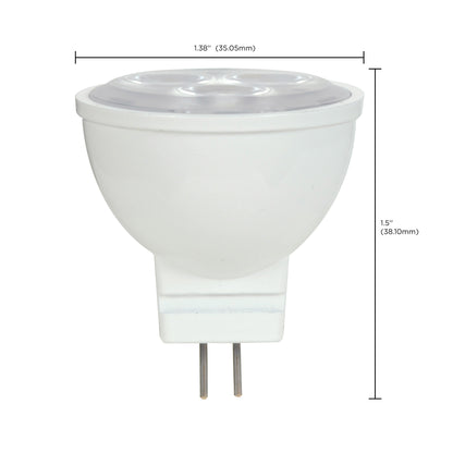 image of 3W - LED - MR11 - 3000K - 25 deg. beam spread - 25000 Average rated hours - 210 Lumens - GU4 base - 12 Volt AC/DC