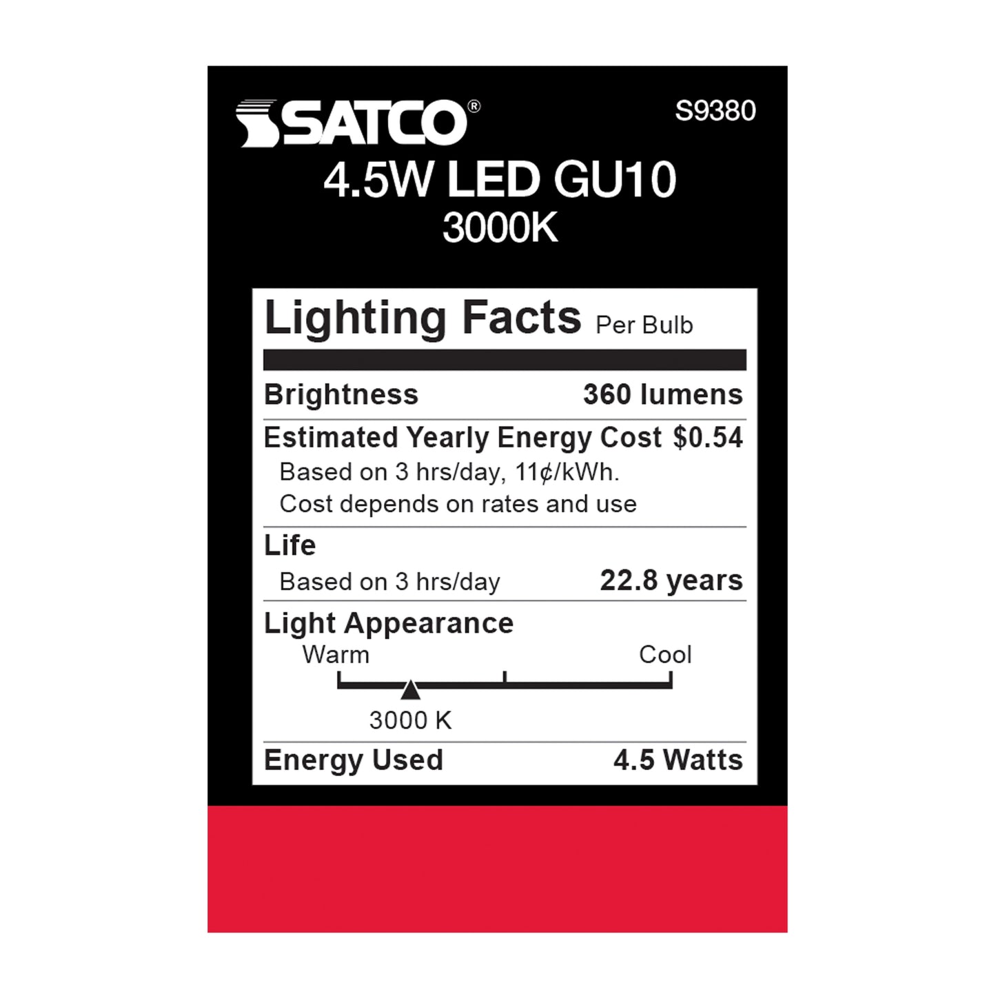 image of 4.5 Watt - LED MR16 - 3000K - 40 deg. Beam Angle - GU10 base - 120 Volt