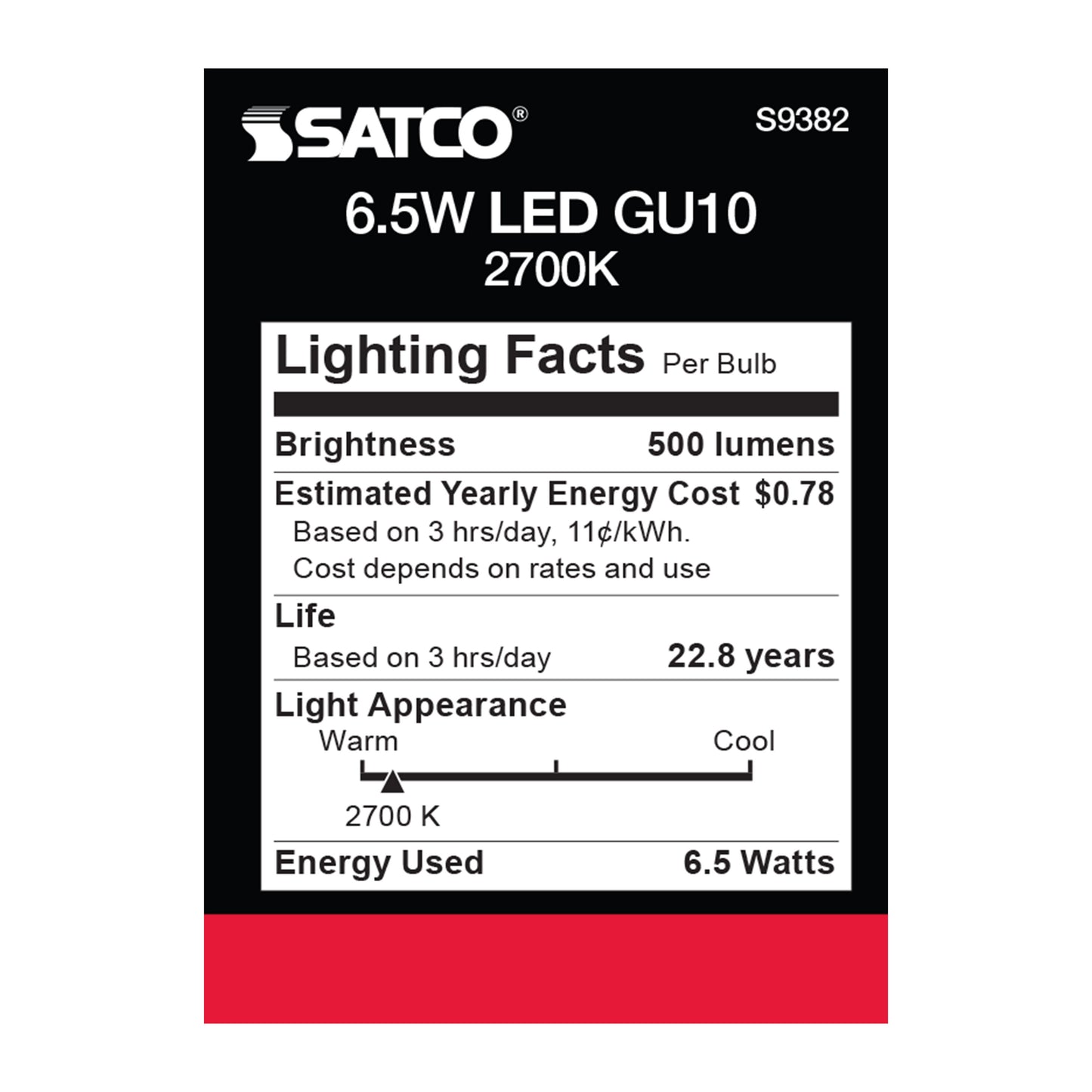 image of 6.5 Watt - LED MR16 - 2700K - 40 deg. Beam Angle - GU10 base - 120 Volt