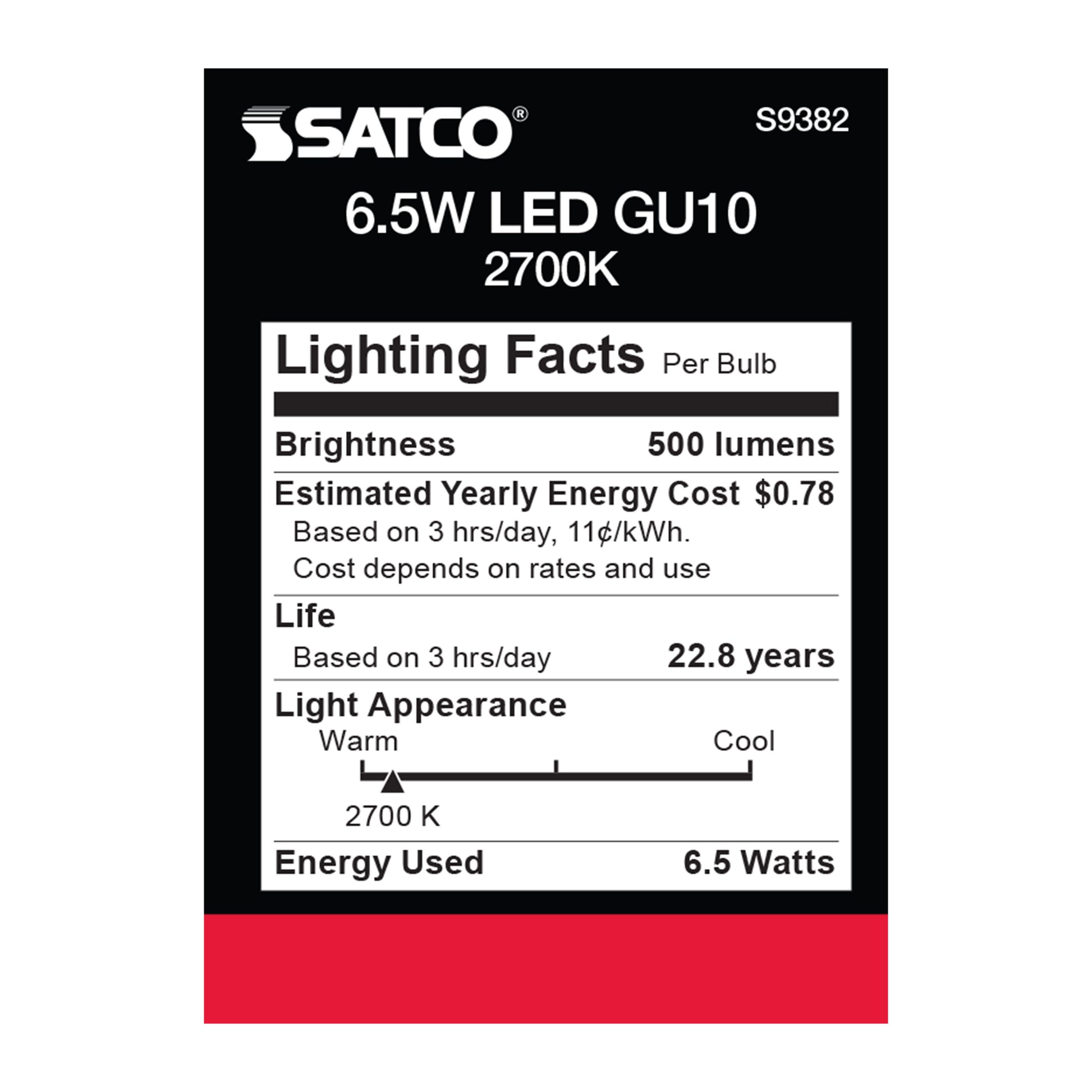 image of 6.5 Watt - LED MR16 - 2700K - 40 deg. Beam Angle - GU10 base - 120 Volt