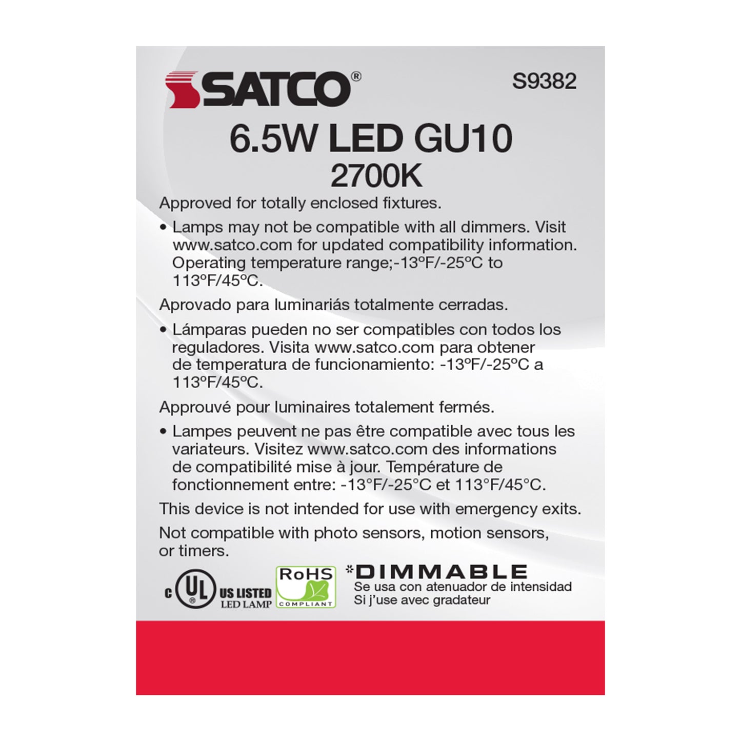 image of 6.5 Watt - LED MR16 - 2700K - 40 deg. Beam Angle - GU10 base - 120 Volt