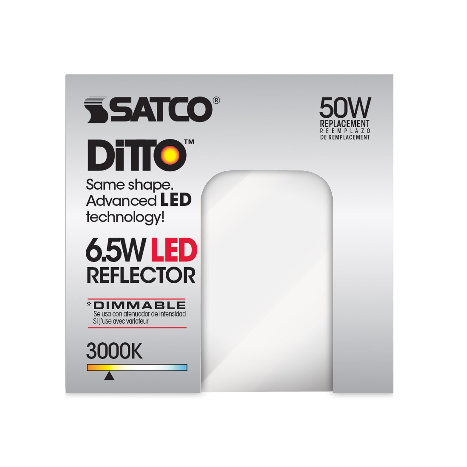 image of 6.5 Watt - LED R20 - 3000K - 107 deg. Beam Angle - Medium base - 120 Volt - Dimmable