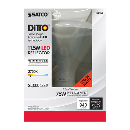 image of 11.5 Watt - LED BR40 - 2700K - 103 deg. Beam Angle - Medium base - 120 Volt - Dimmable