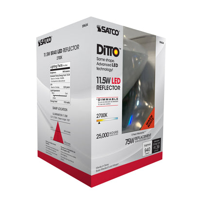 image of 11.5 Watt - LED BR40 - 2700K - 103 deg. Beam Angle - Medium base - 120 Volt - Dimmable