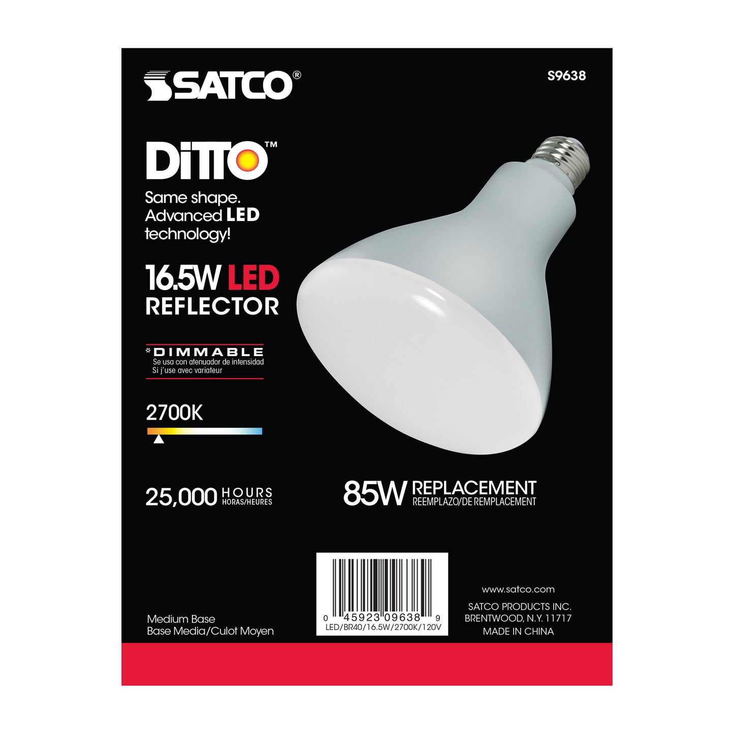image of 16.5 Watt - LED BR40 - 2700K - 103 deg. Beam Angle - Medium base - 120 Volt - dimmable