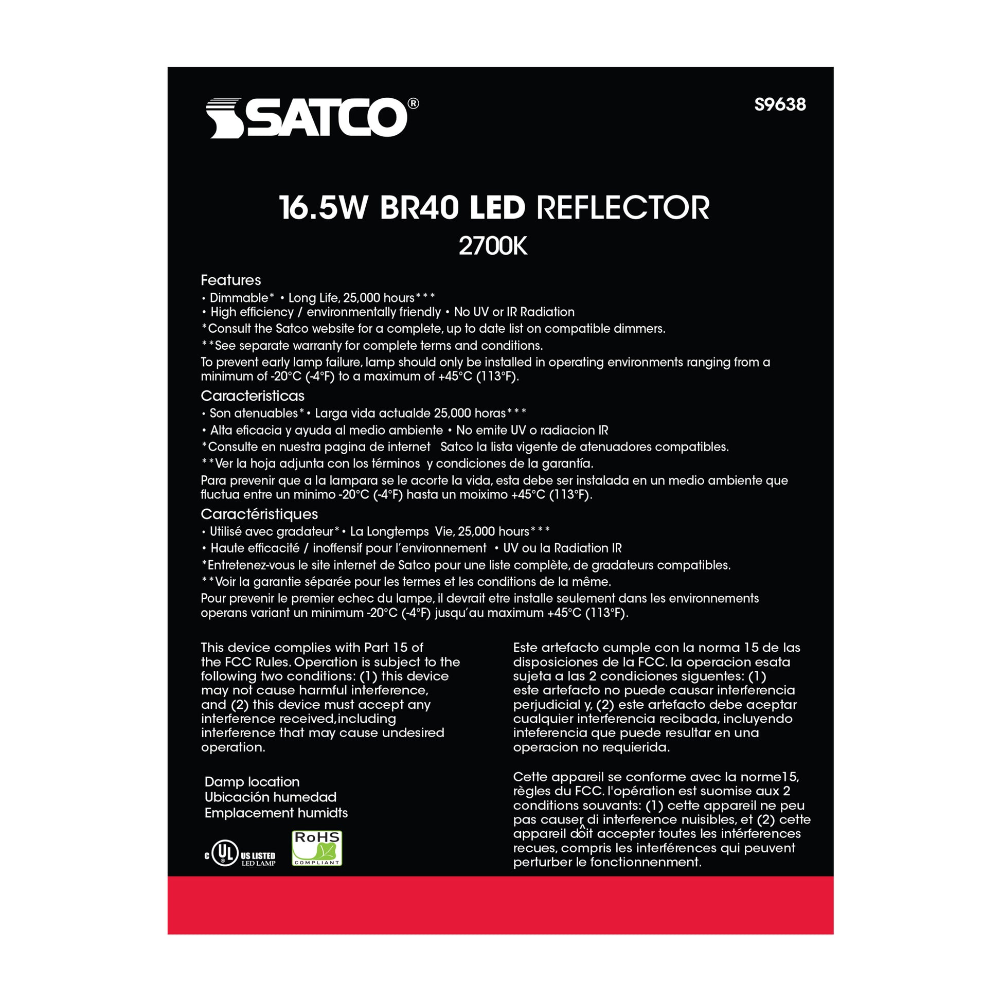 image of 16.5 Watt - LED BR40 - 2700K - 103 deg. Beam Angle - Medium base - 120 Volt - dimmable
