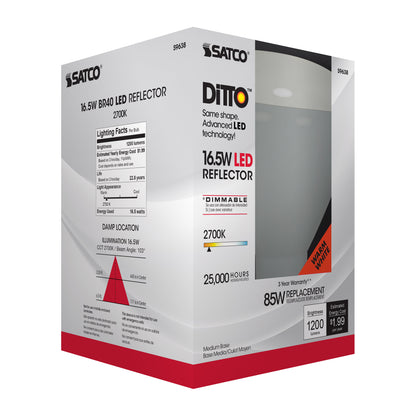 image of 16.5 Watt - LED BR40 - 2700K - 103 deg. Beam Angle - Medium base - 120 Volt - dimmable