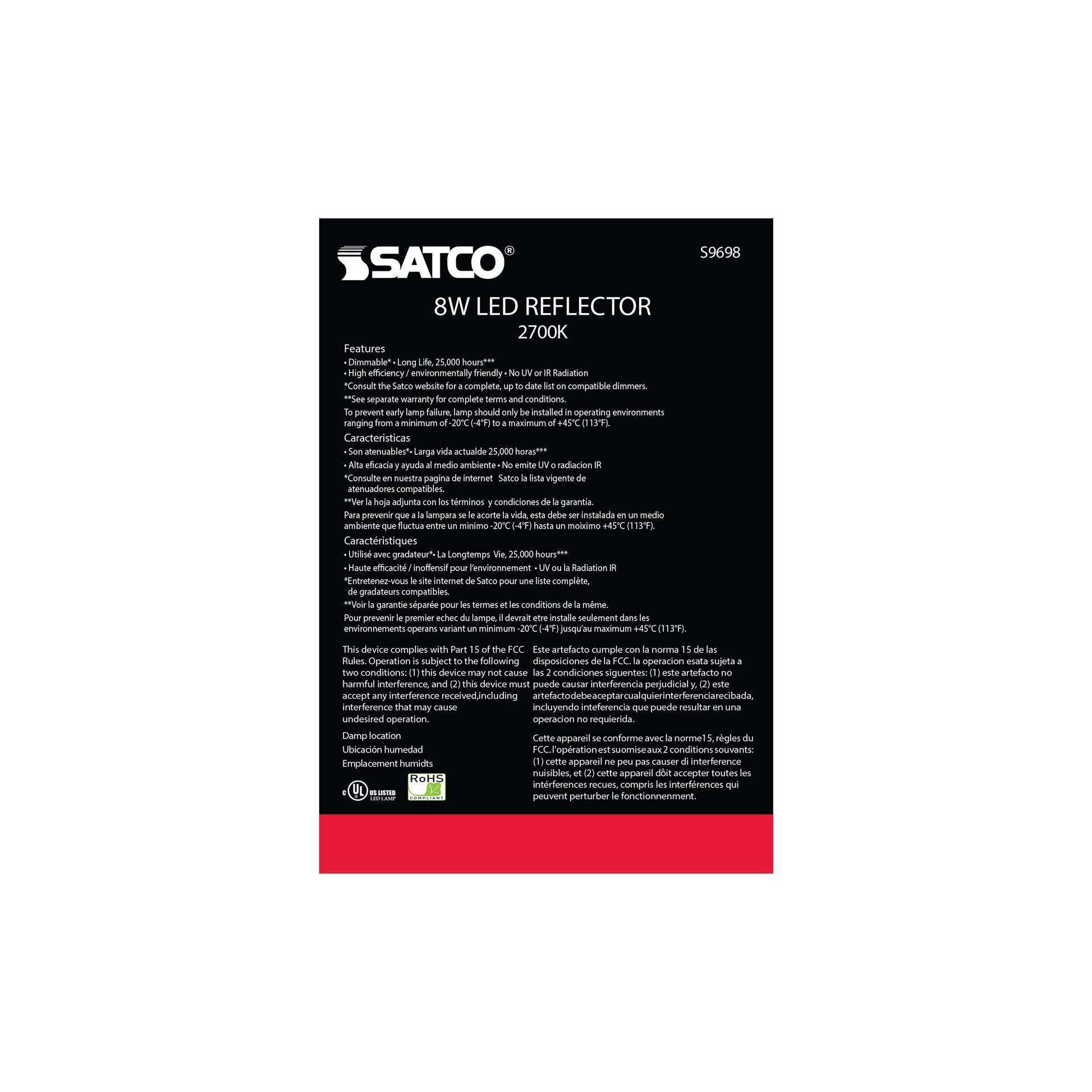 image of 8 Watt - BR30 LED - Medium base - 2700K - 105 deg. Beam Angle - 120 Volt - 2-Pack Display Pack