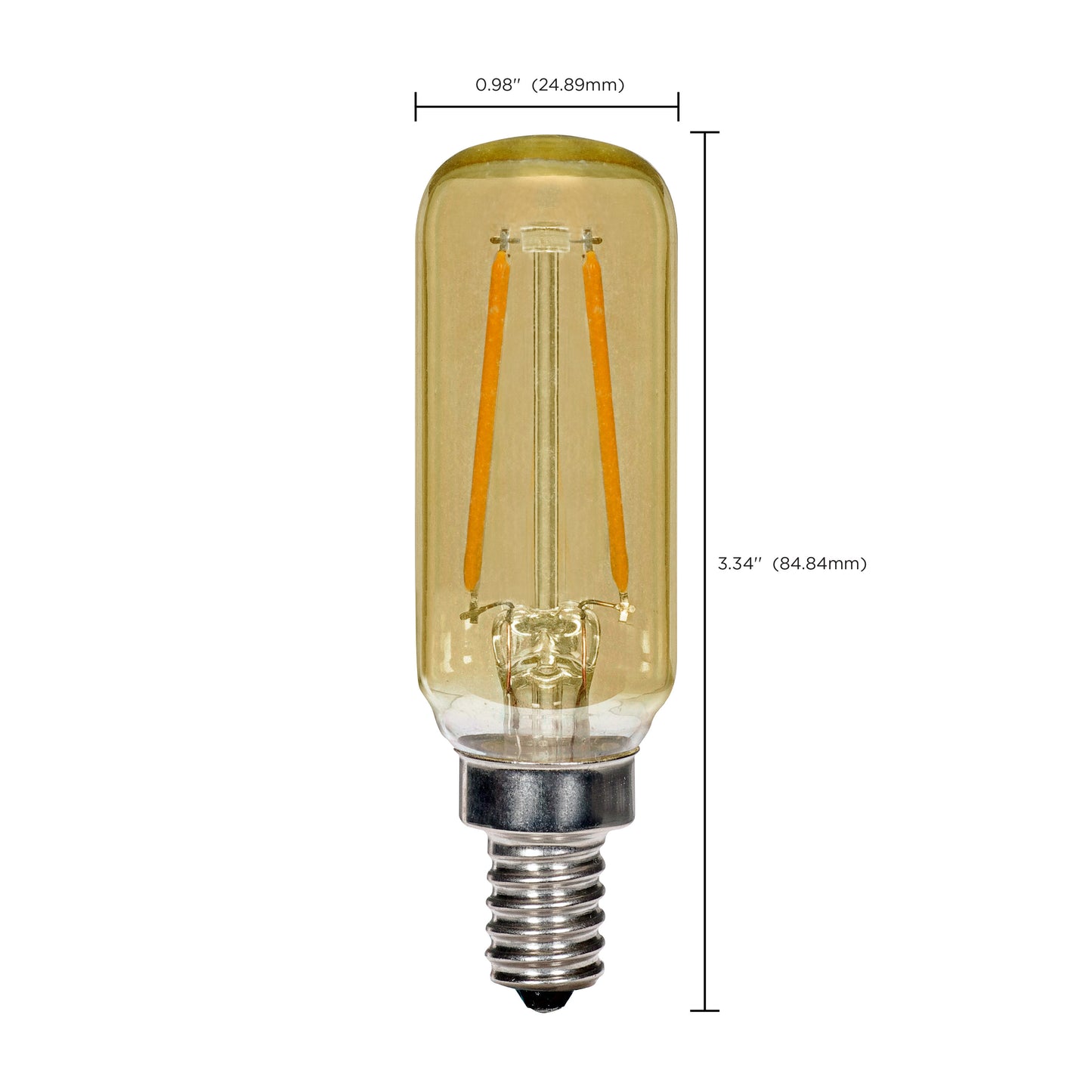 image of 2.5 Watt T6 LED - Amber - Candelabra base - 2000K - 150 Lumens - 120 Volt