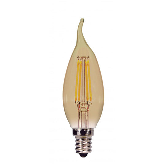 3.5 Watt Flame CFA LED - Amber - Candelabra base - 2000K - 300 Lumens - 120 Volt